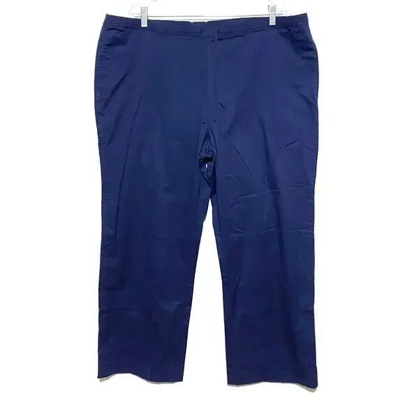 Coldwater Creek Navy Blue Pants Pull On Front Tie Pockets Womens Plus 1X 16W 18W - Picture 1 of 8
